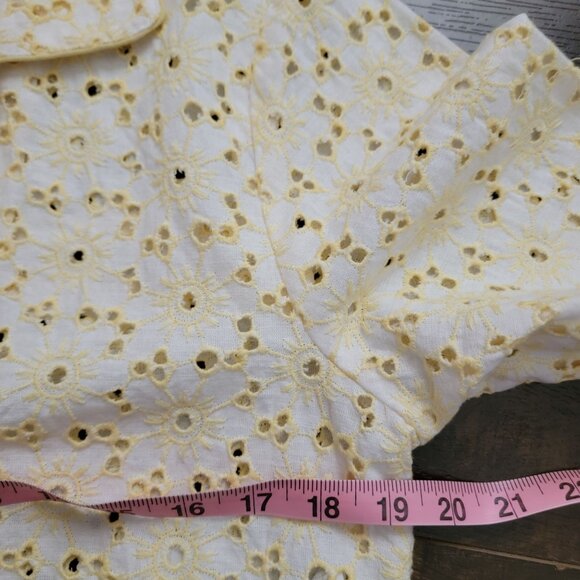 Free People Dream a Little Dream Eyelet Lace Top Womens M Cottage Butter Yellow - Picture 6 of 7
